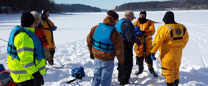 MWCD Rangers training with new ice rescue equipment
